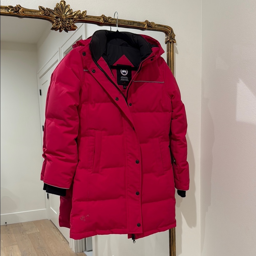 Deep pink/red Puffer Jacket with Hood